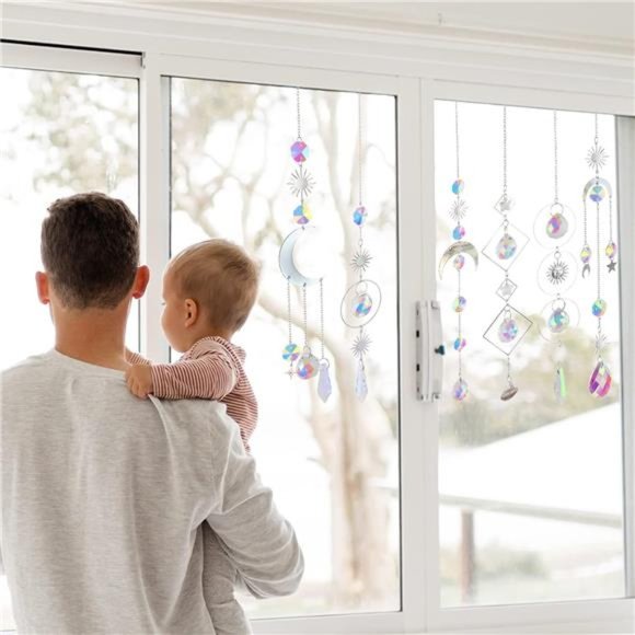 6Pieces Crystal Suncatchers for Window Hanging Sun Catcher with Chain Rainbow - Picture 2 of 7